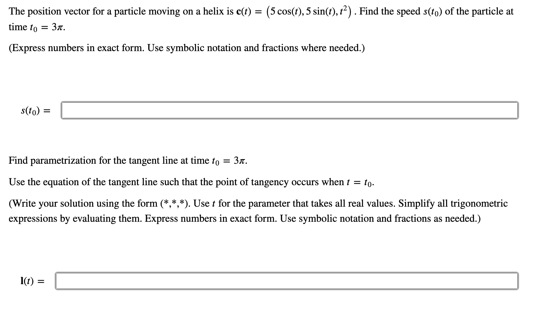 q = (0, 5, 5). Find a curve c(t) : [0, 1]