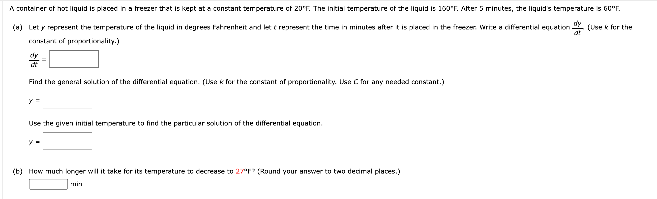  A container of hot liquid is placed in a freezer that