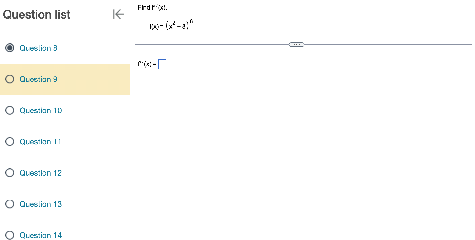 + 8) 8 Question 8 . . . f" ( x )