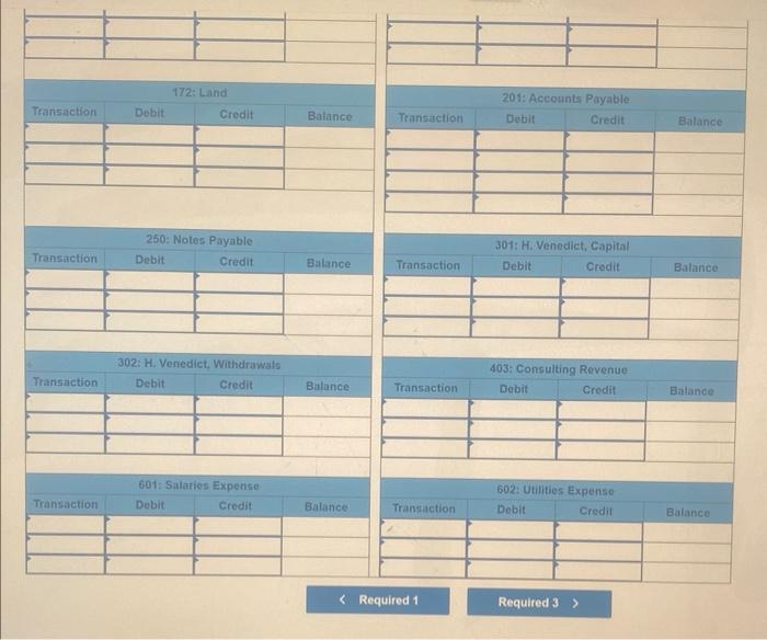 the month of September are as follows. a. Venedict invested $86,000 cash