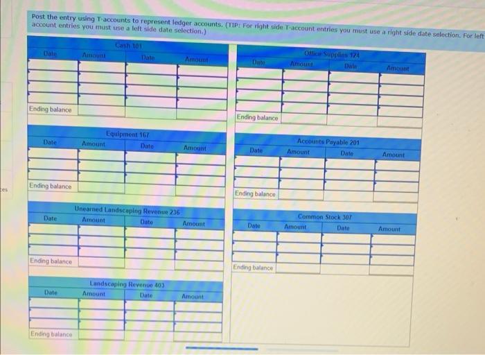entry using T-accounts to represent ledger accounts. Use the following partial chart