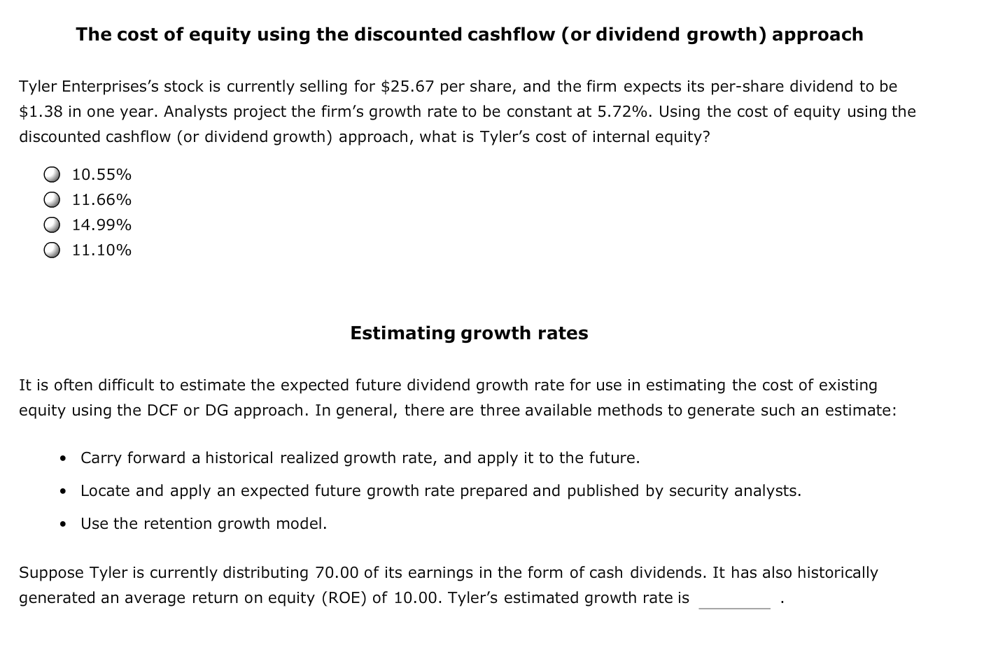 5. The cost of retained earnings Aa Aa a If a firm