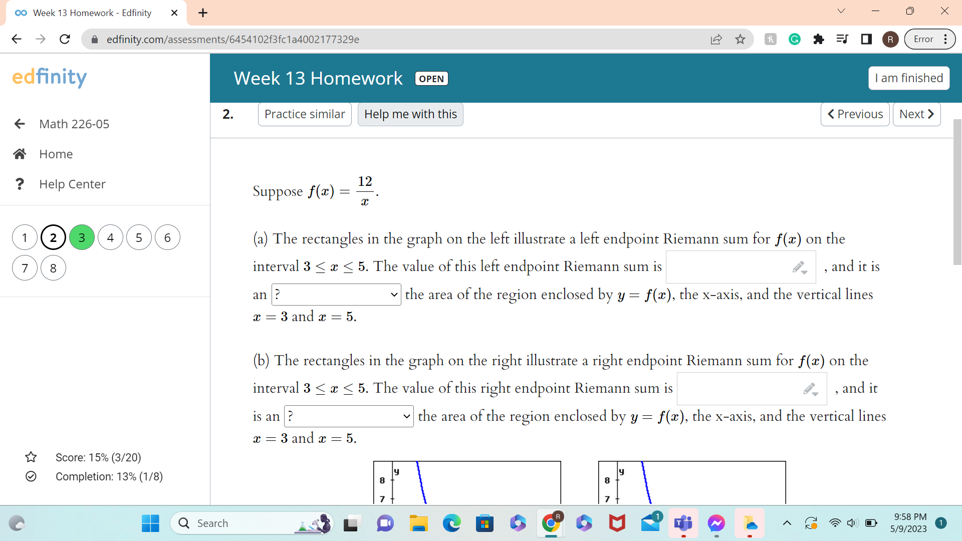 endpoint Riemann sum for f(x) = 4 sin a on the ?