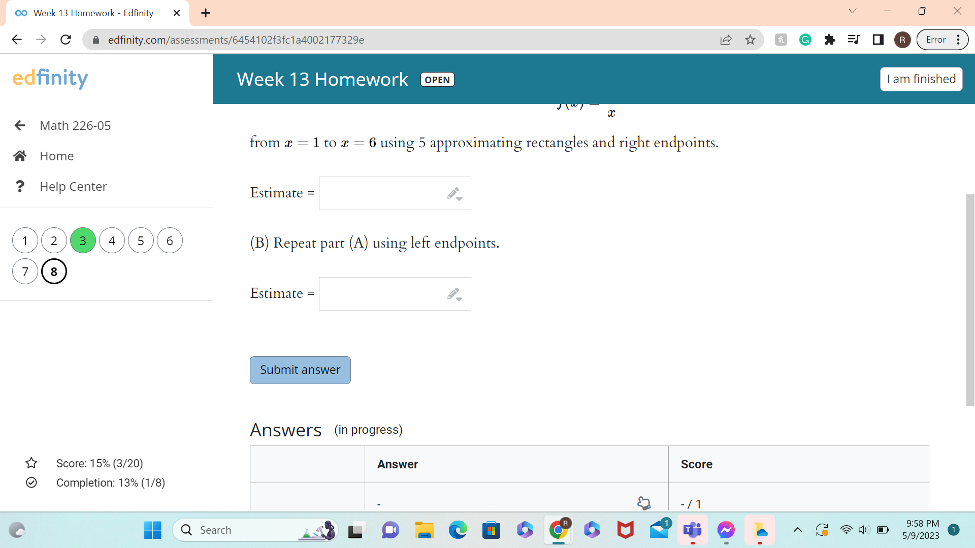 8 b) The rectangles in the graph below illustrate a ? Riemann