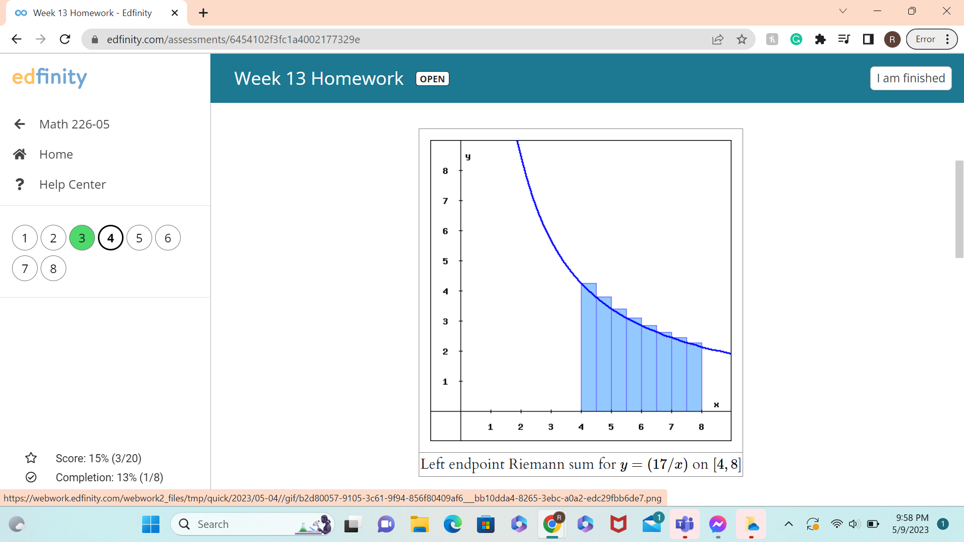 6 A 8 N -pi/2 pi/2 3pi/2 -1 -3 -4 Score: 15%