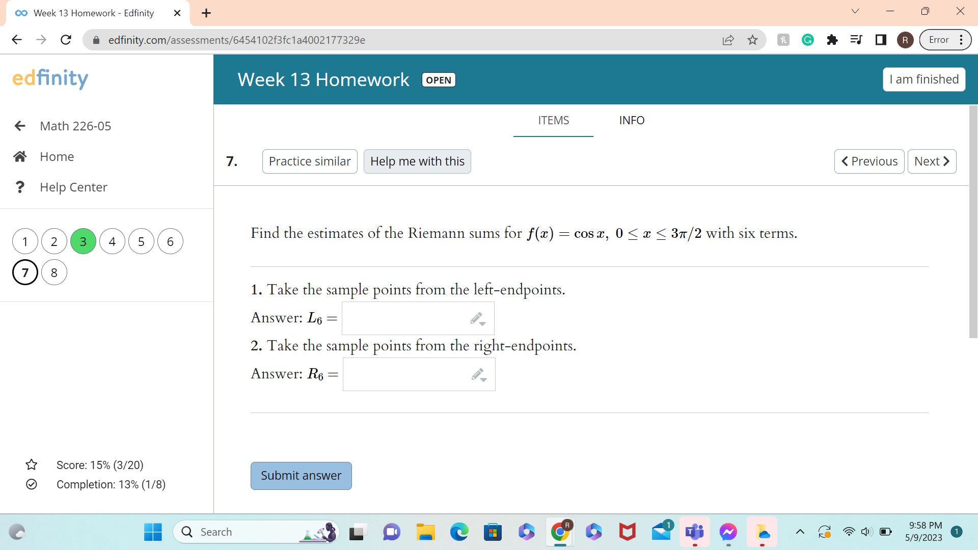 edfinity Week 13 Homework OPEN I am finished 2. Practice similar Help