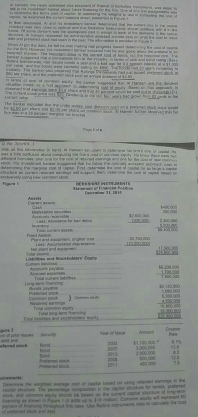 Finance problem requirement2- recompute the weighted average cost based on new