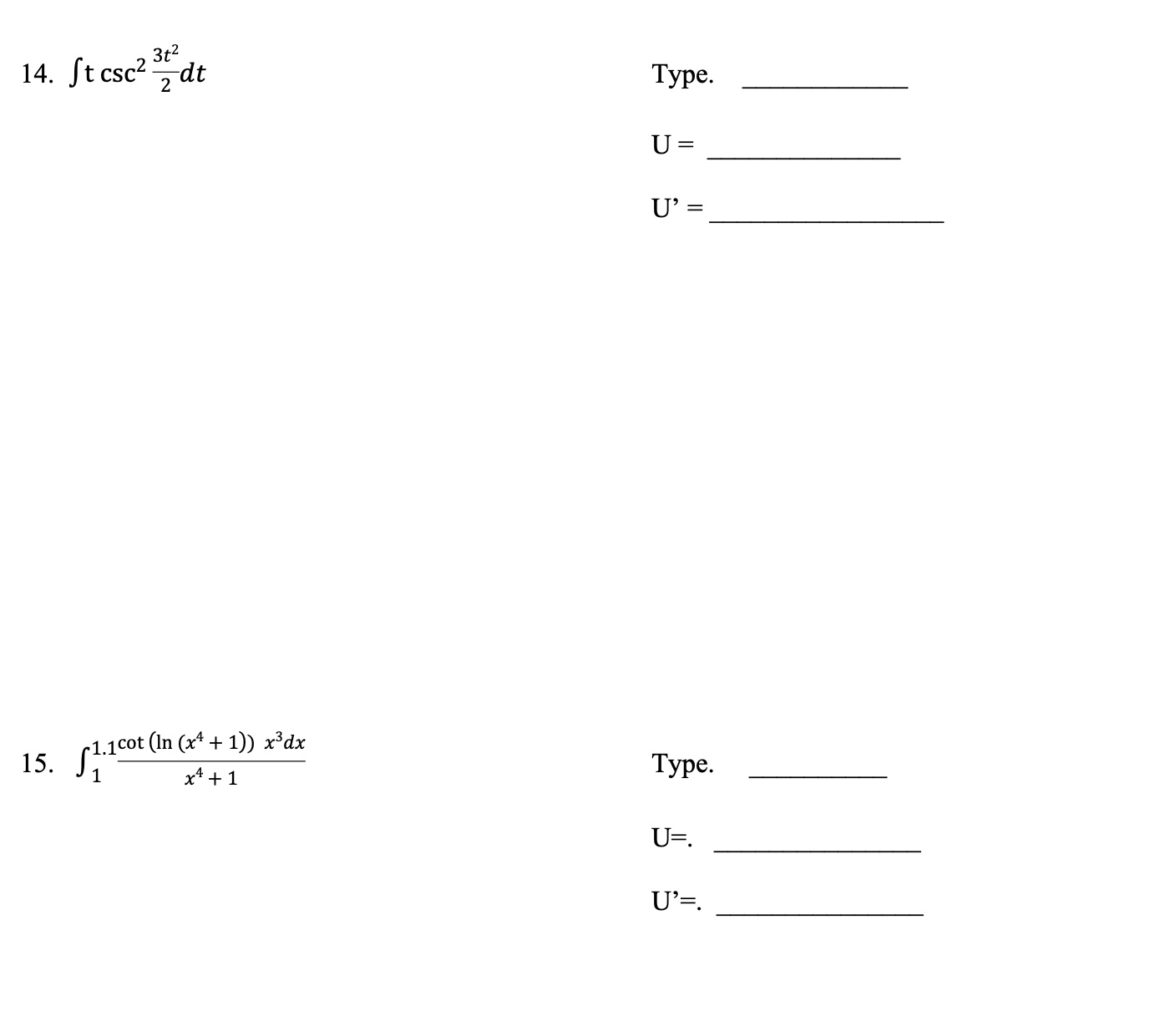 S2cos2 (4x) sin (4x) dx Type. U = U' = 3Tt 1