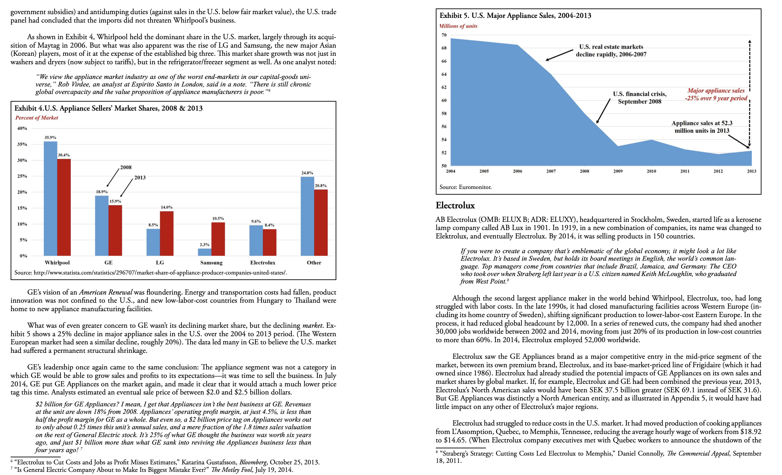upcoming negotiations to buy GE Appliances. 1. Value in depth the GE