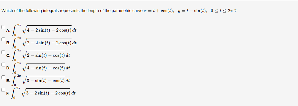 aquations. Match each Cartesian equation to the correct set of pammatric equations.