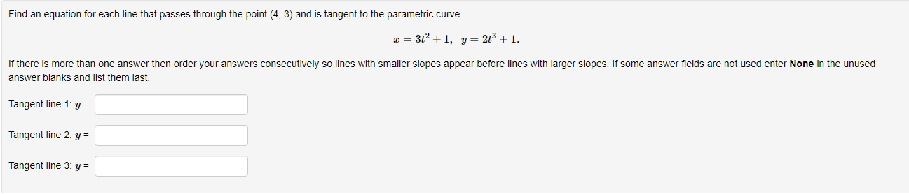Ks and list them last. Tangent line 1: y = Tangent line