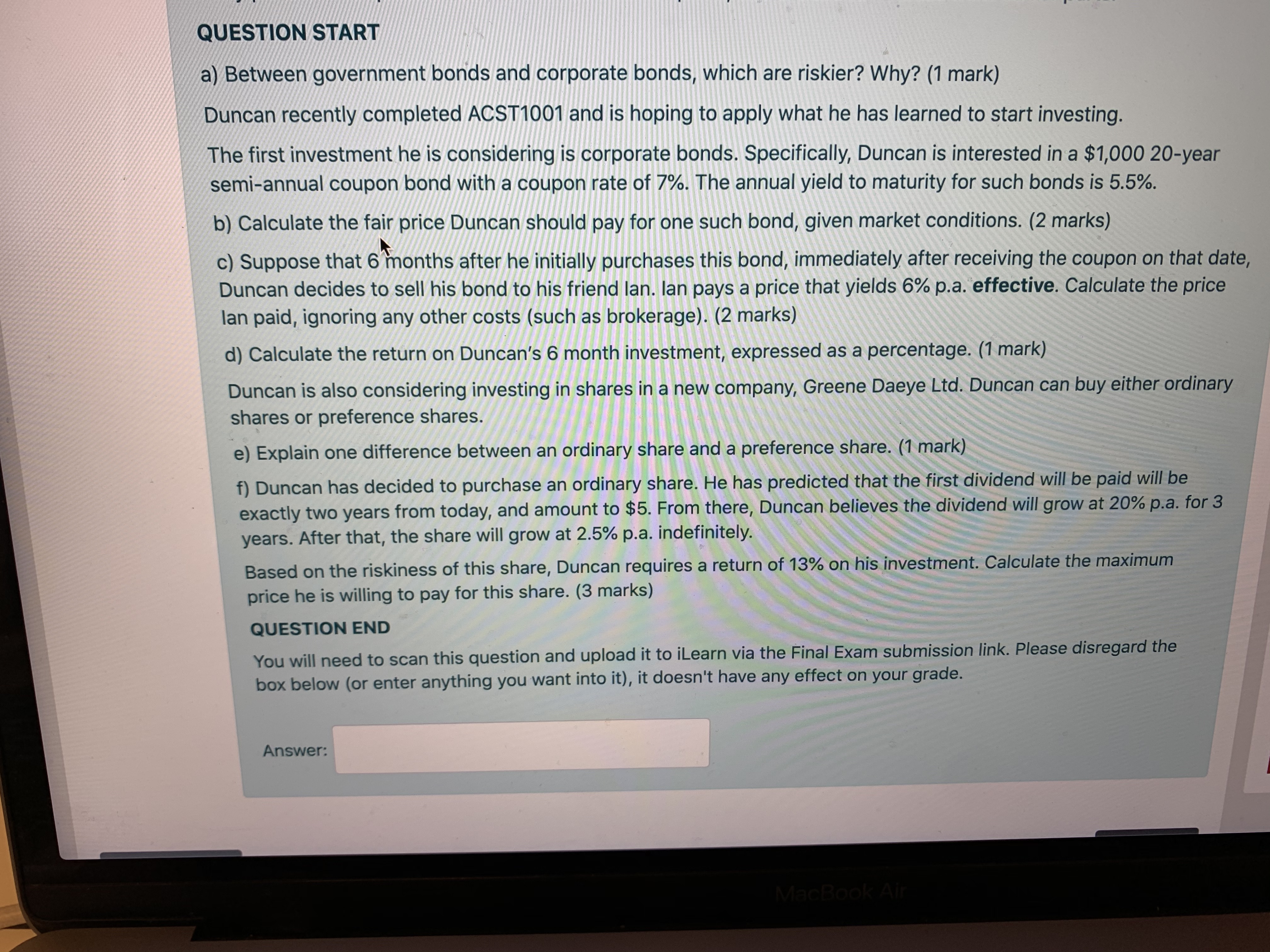 please don't use excel but hand written answers QUESTION START a)