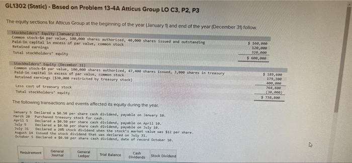 GL1302 (Static)-Based on Problem 13-4A Atticus Group LO C3, P2, P3