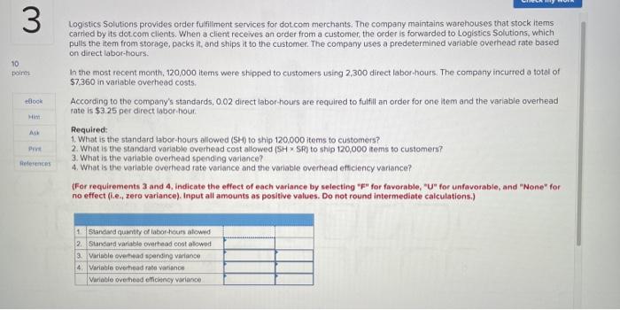 10 3 points eBook Him Ask Print References Logistics Solutions provides