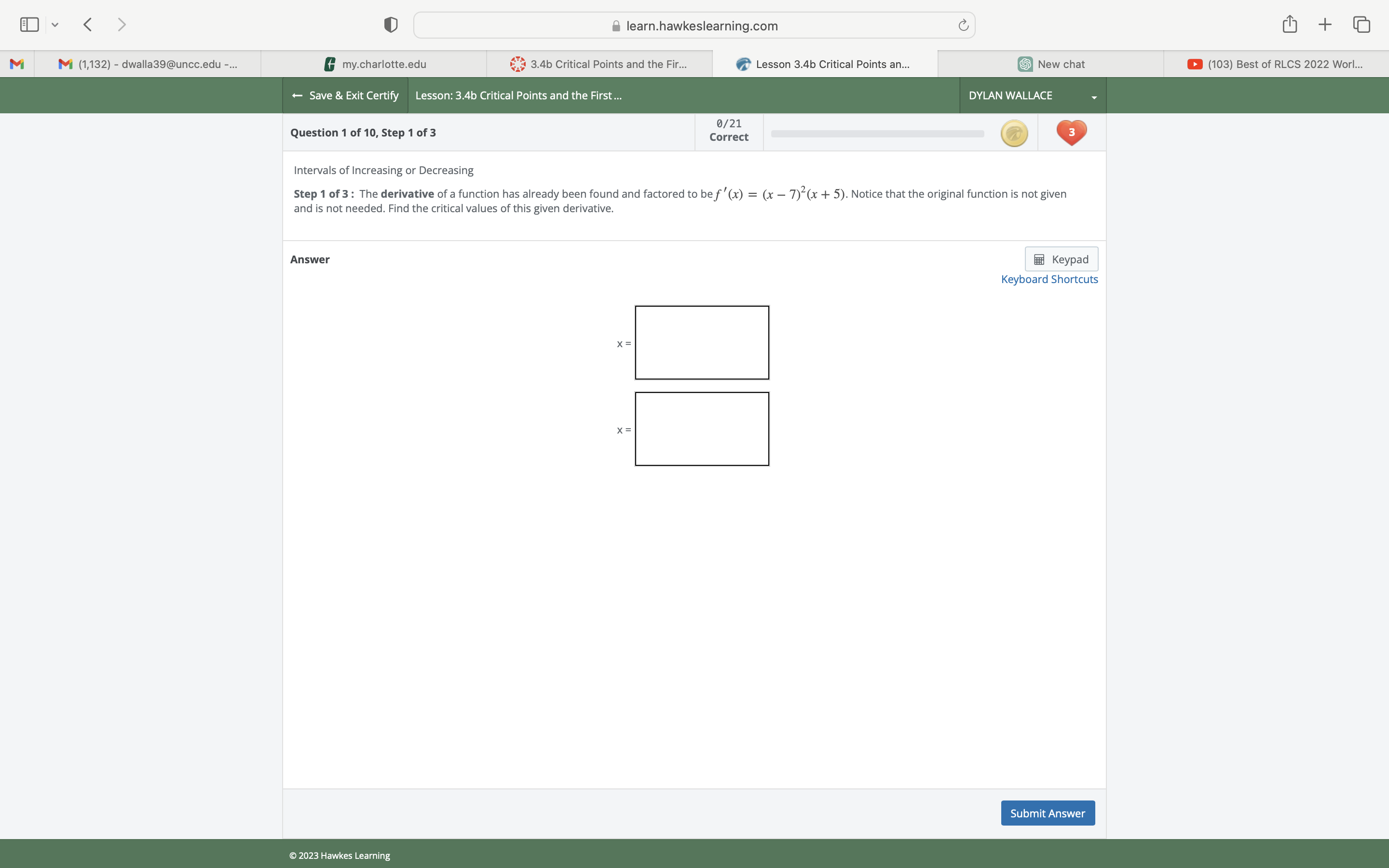 my.charlotte.edu 3.4b Critical Points and the Fir... Lesson 3.4b Critical Points an...