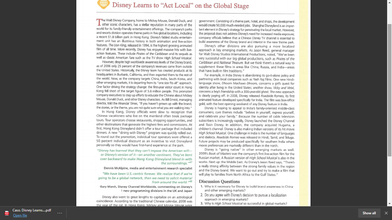 exported them to the rest of the world. Now, as the company