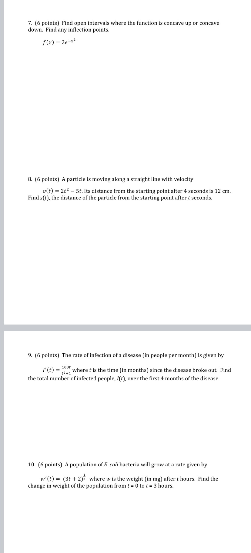  7. (6 points) Find open intervals where the function is concave