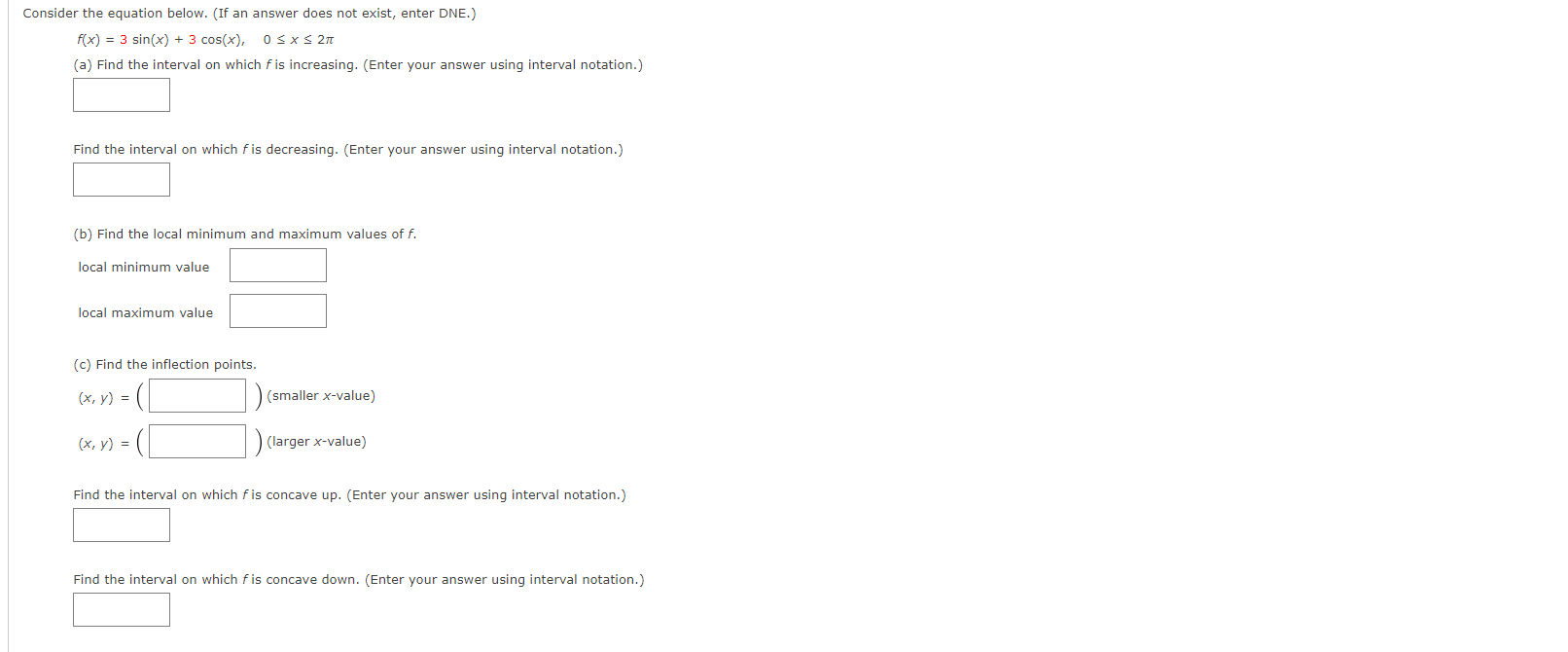  Consider the equation below. (If an answer does not exist, enter