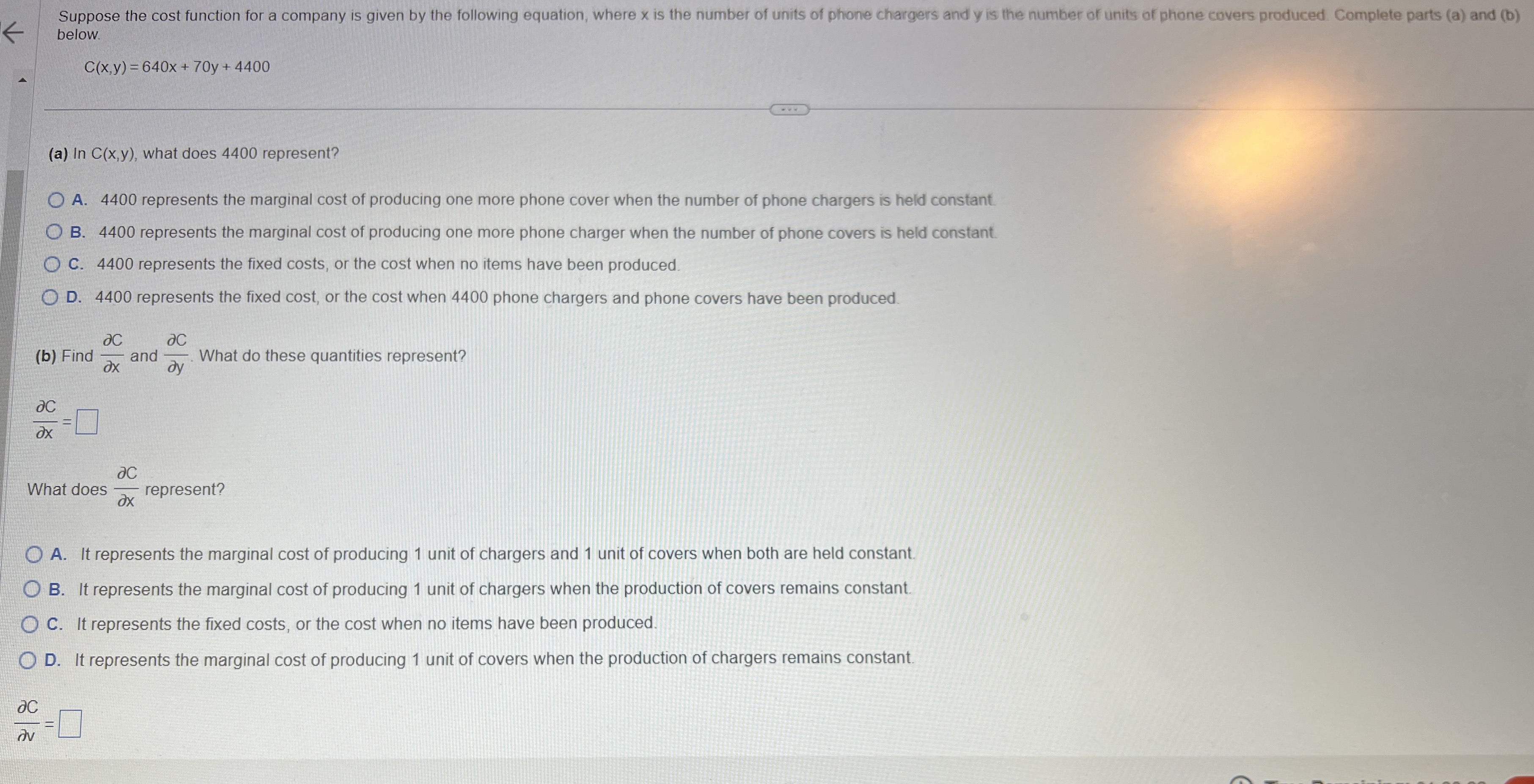 following equation, where x is the number of units of phone chargers