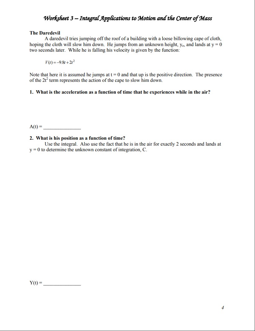 of Mass Now use your value of M and your equation for