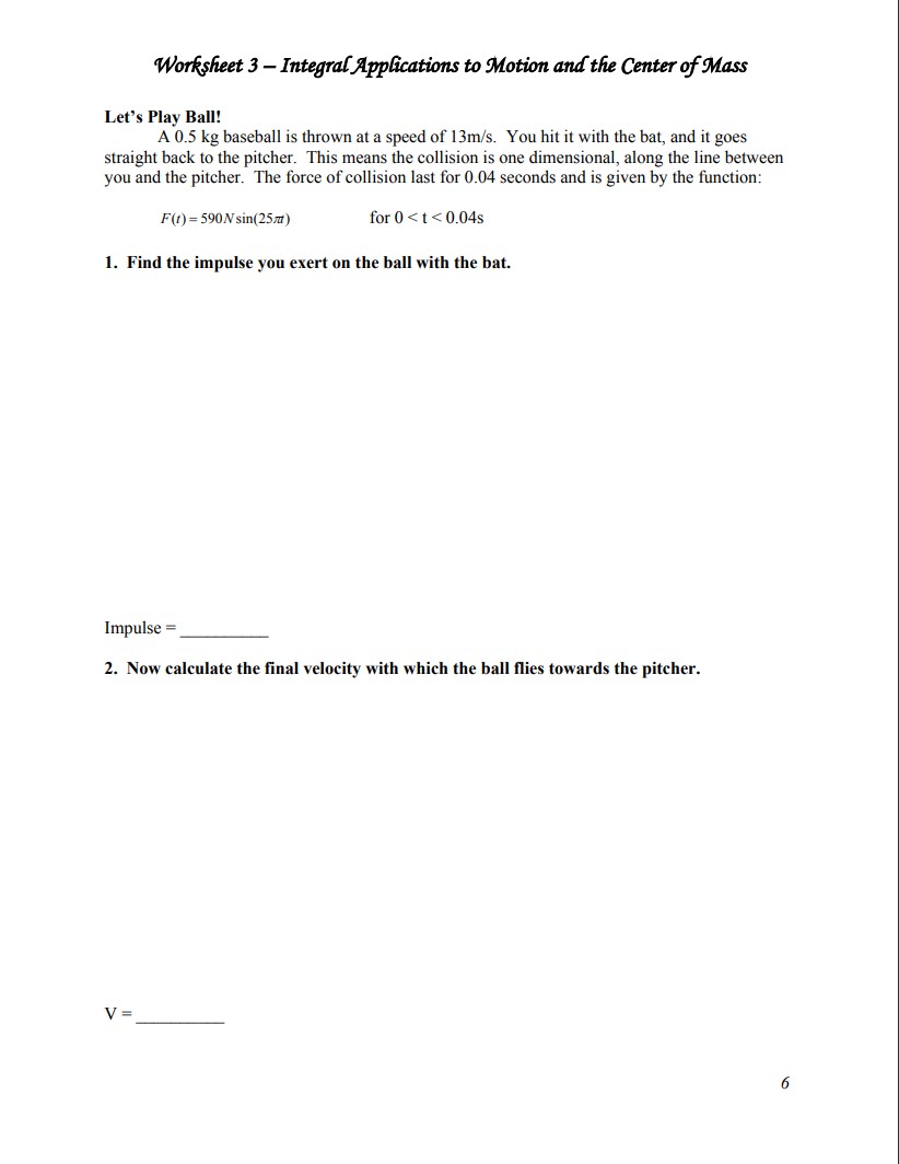 strike the ground with the same speed? without cape, Height =Worksheet 3