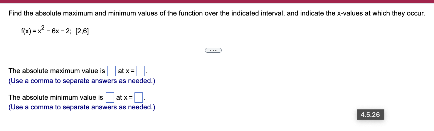  Find the absolute maximum and minimum values of the function over
