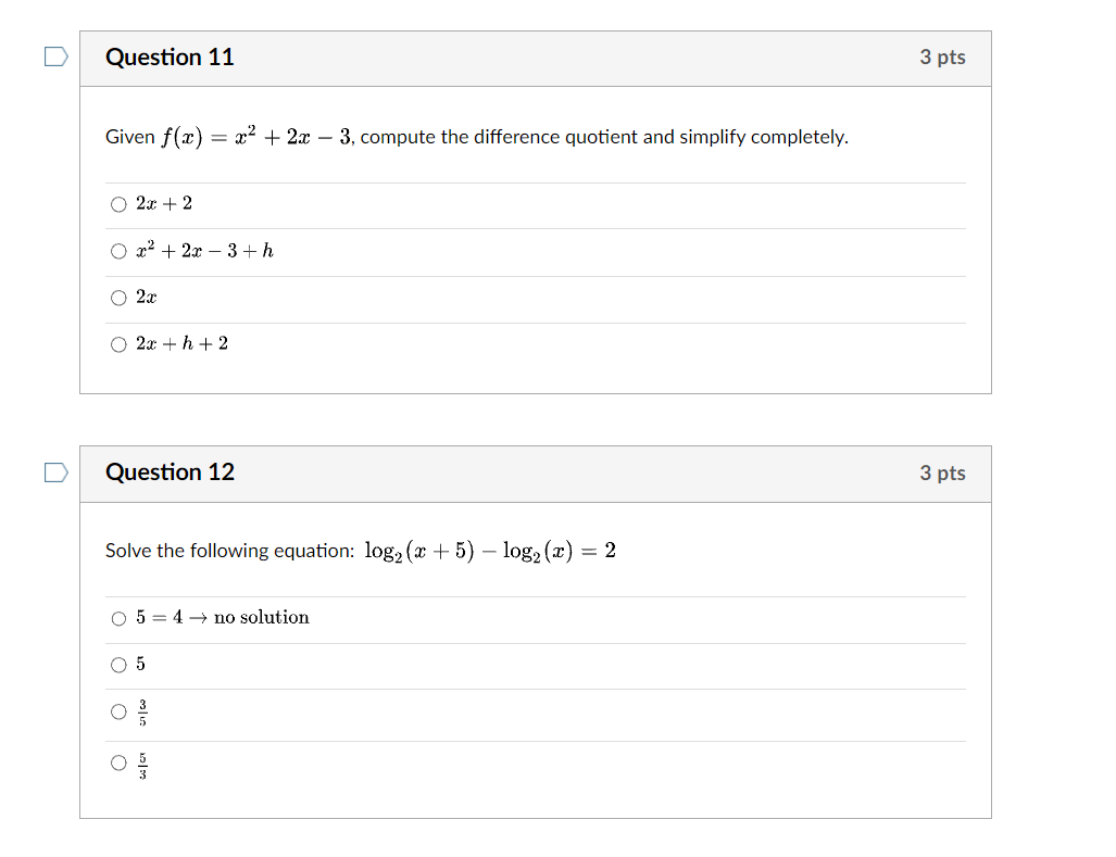 - 3, compute the difference quotient and simplify completely. O 2x +
