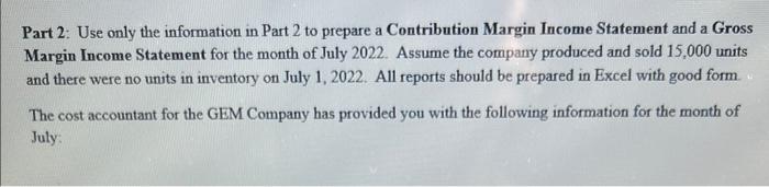  4 Part 2: Use only the information in Part 2 to