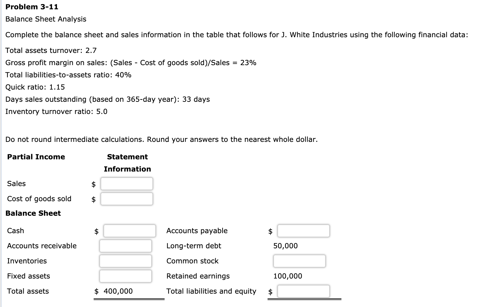 and sales information in the table that follows for J. White Industries