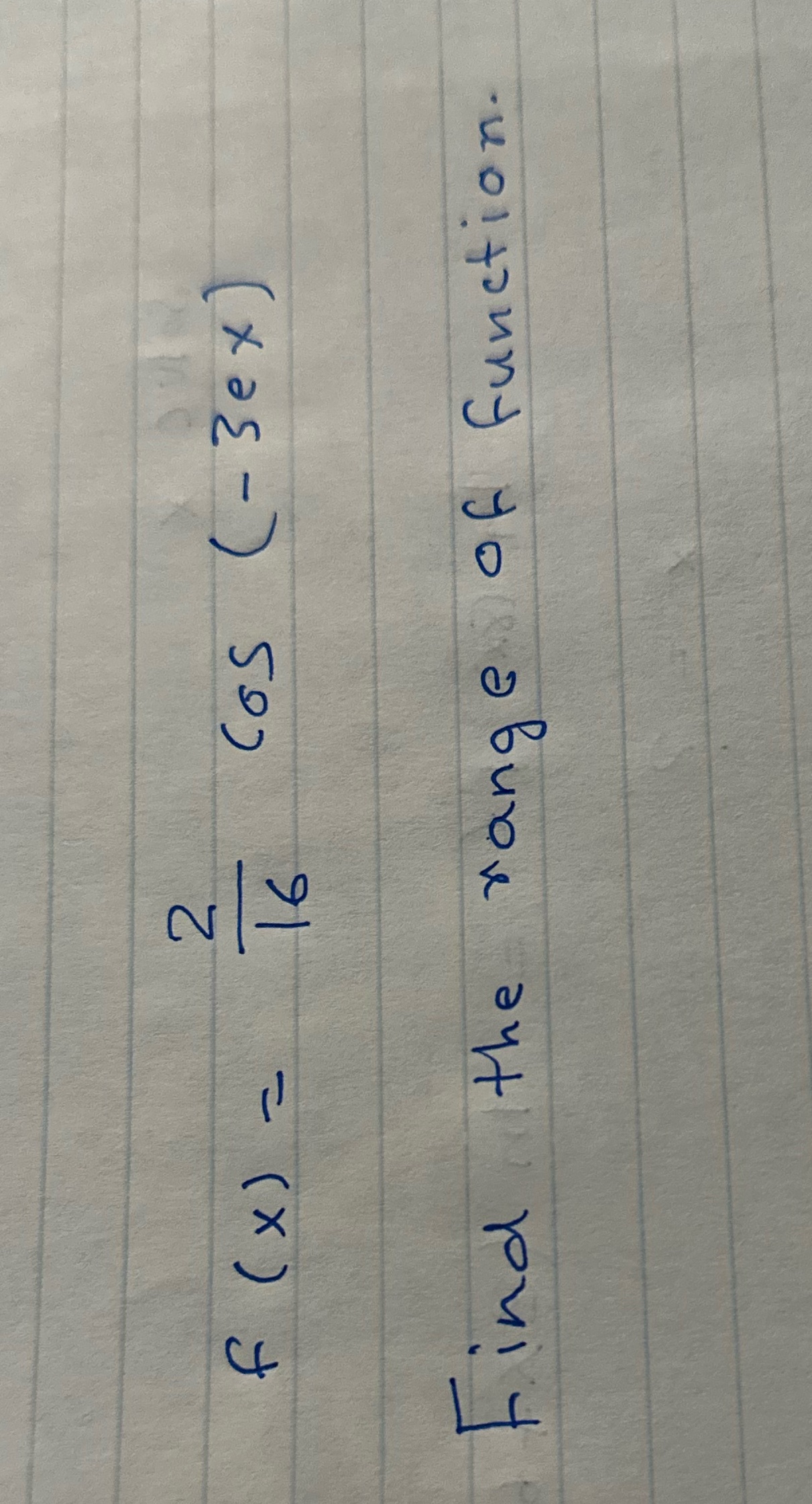Find the range of function f ( x ) = CoS