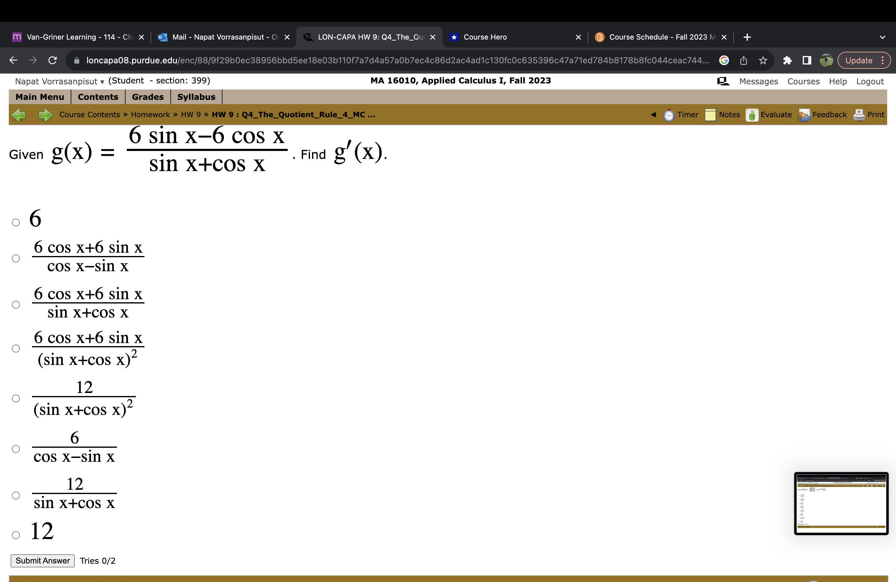 Update Napat Vorrasanpisutv (Student - section: 399) MA 16010, Applied Calculus I,