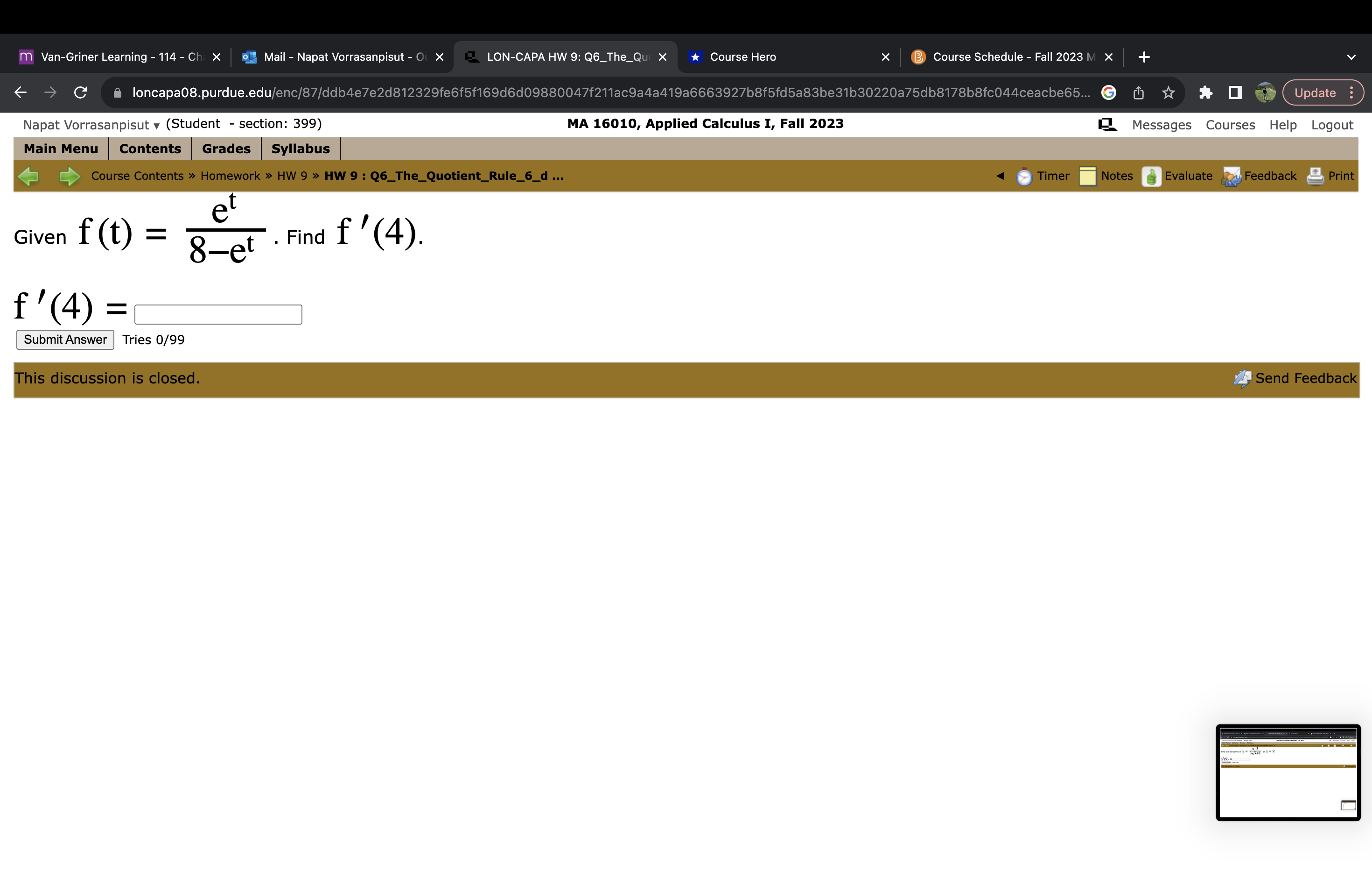 Contents > Homework > HW 9 > HW 9 : Q1_The_Quotient_Rule_1_MC ...