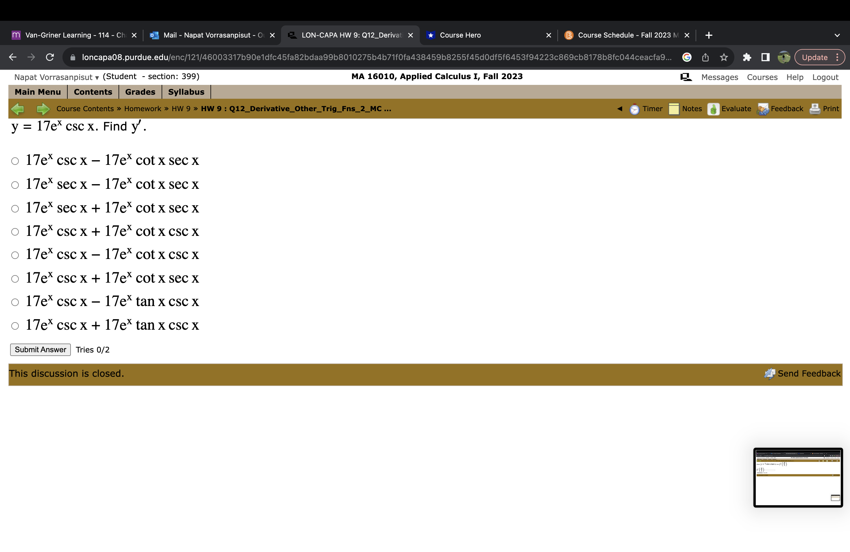 - Ol X LON-CAPA HW 9: Q2_The_Quc X *Course Hero X B