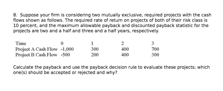 with the cash flows shown as follows. The required rate of return