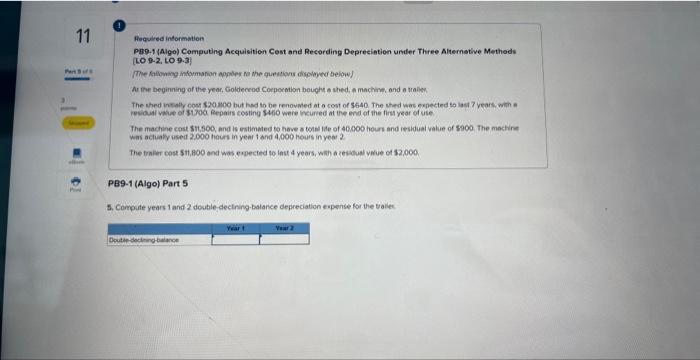 in year 2 The trailer cost $11,000 and was expected to last