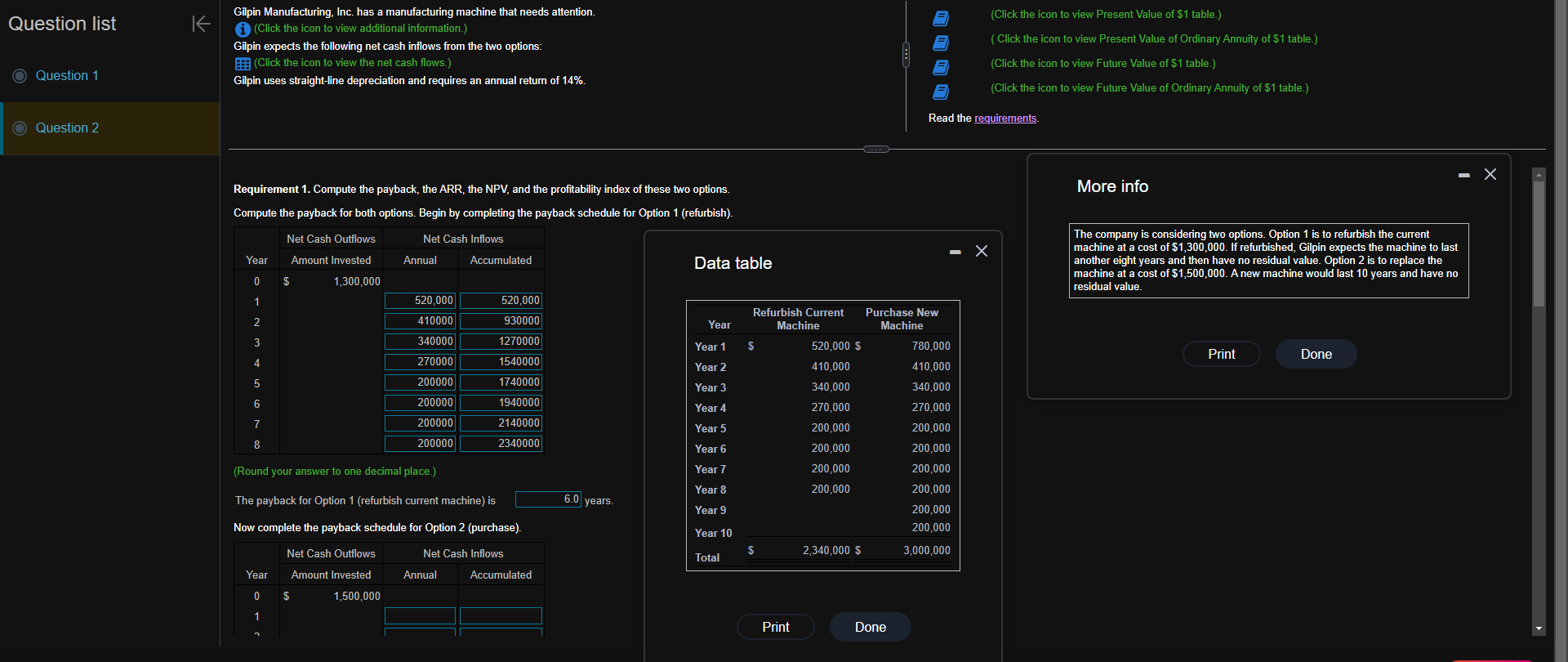 list O Question 1 O Question 2 K Gilpin Manufacturing, Inc.