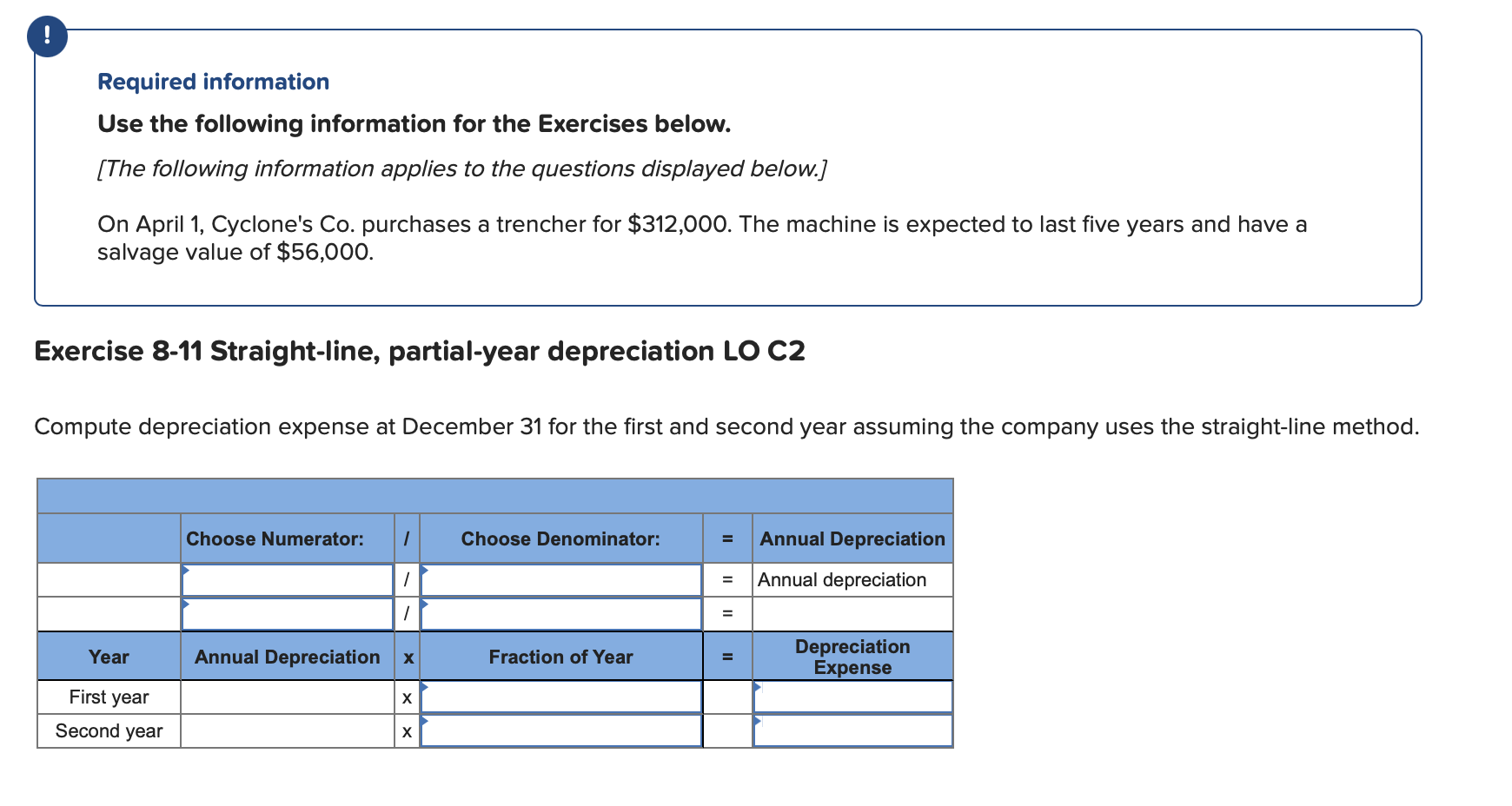  Required information Use the following information for the Exercises below. [The
