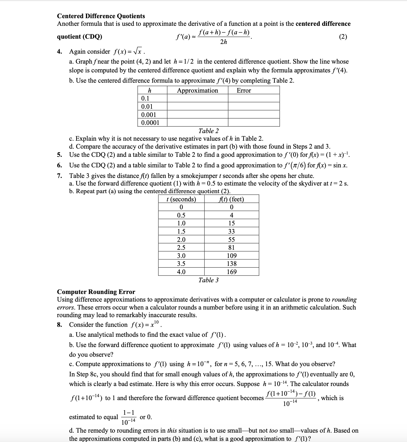 derivative of a function at a point is the centered difference quotient