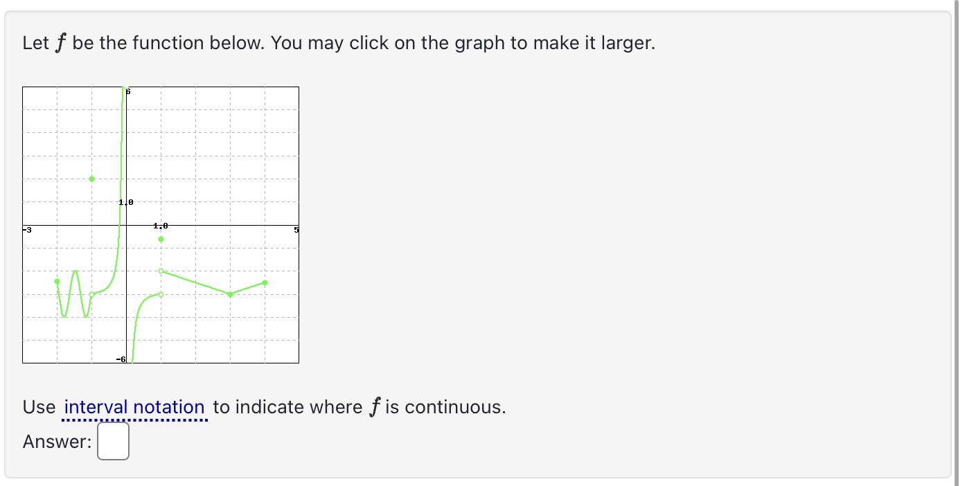 on the graph to make it larger. 1.3 Use interval notation to