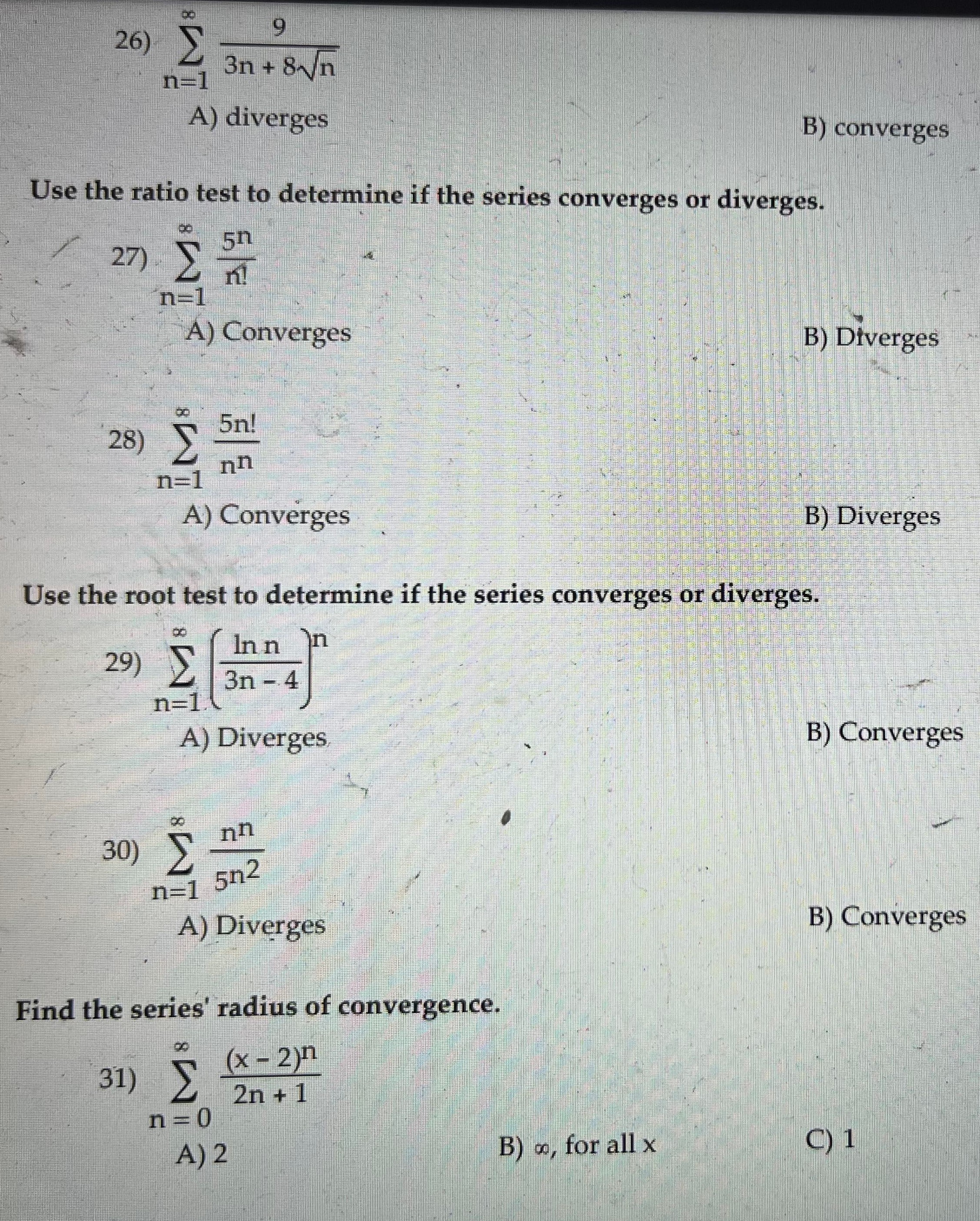 n=0 A ) x = B) x =0 C) x =-7 D)