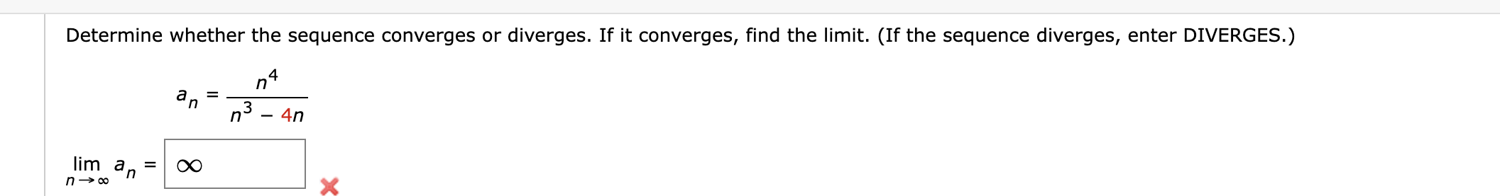 If it converges, find the limit. (If the sequence diverges, enter DIVERGES.)