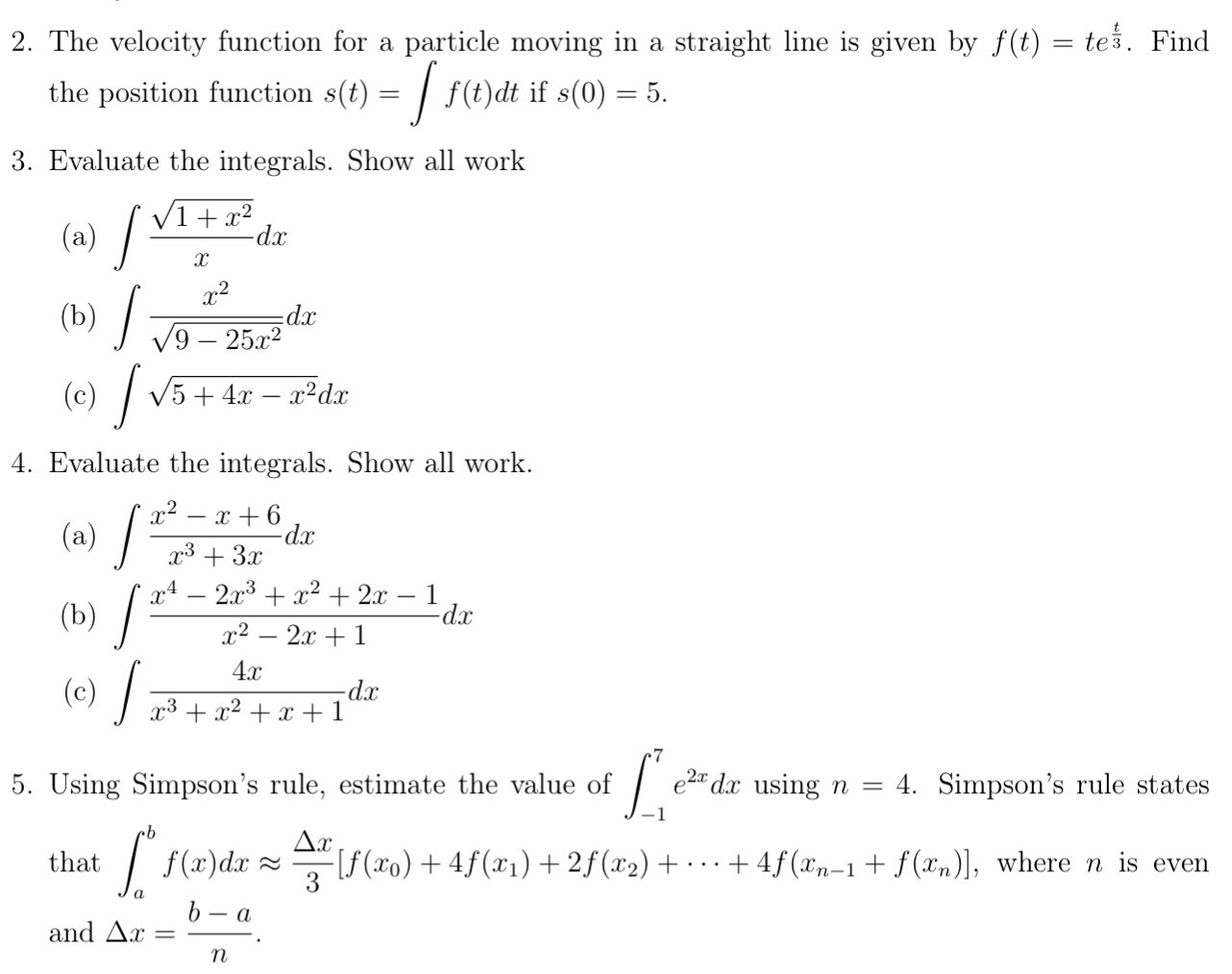 a straight line is given by f(t) = te3. Find the position