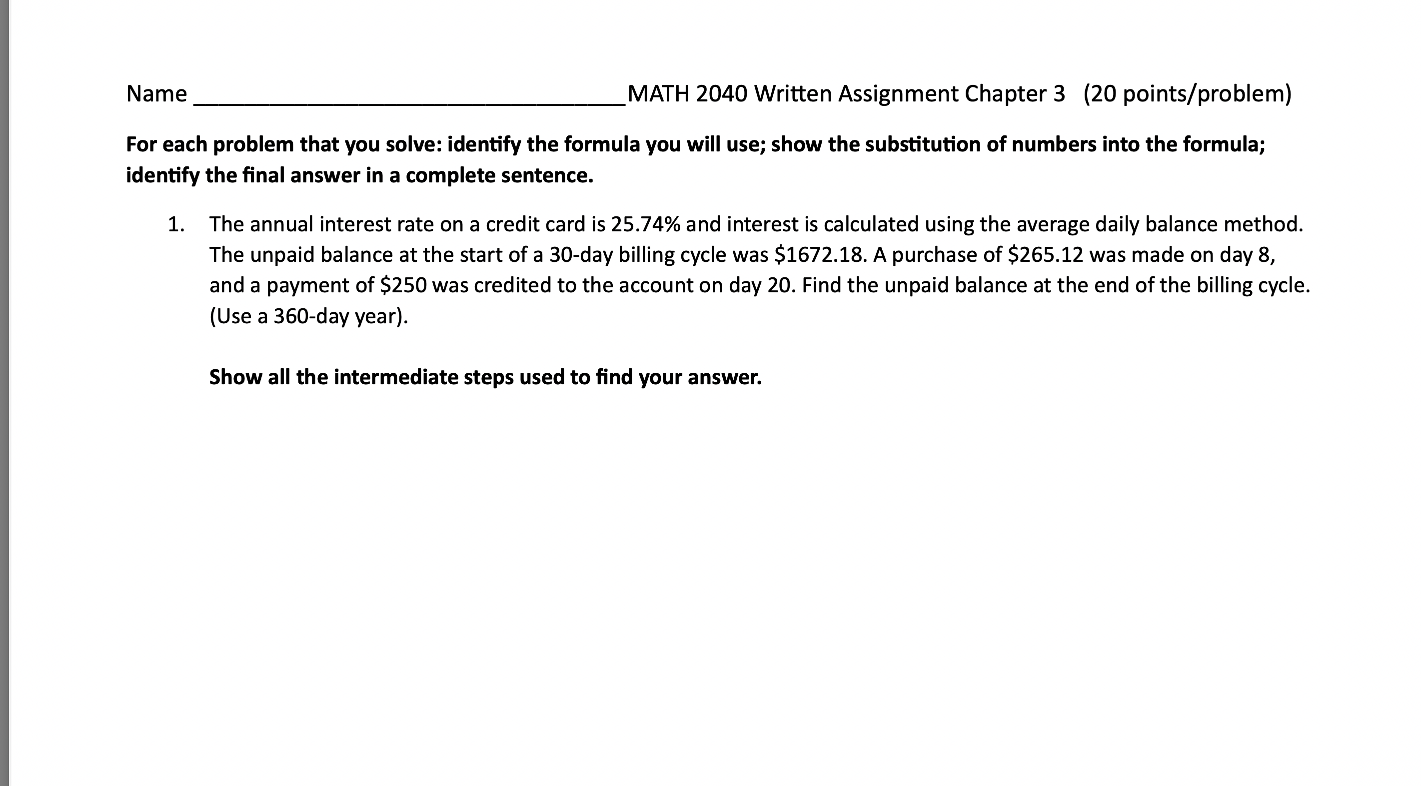 complete sentence. 1. The annual interest rate on a credit card is
