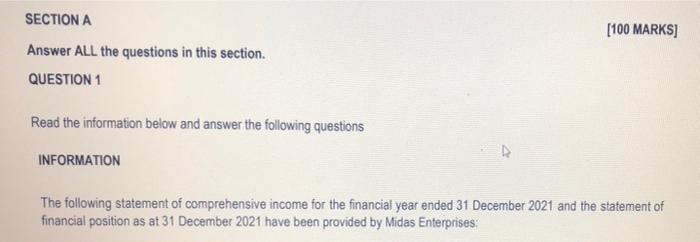  A Answer ALL the questions in this section. QUESTION 1 Read