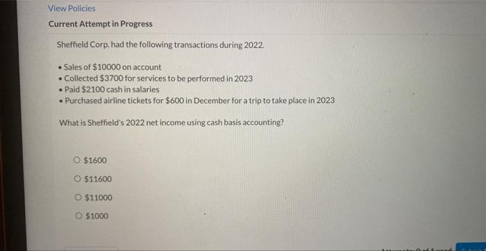 View Policies Current Attempt in Progress Sheffield Corp. had the following