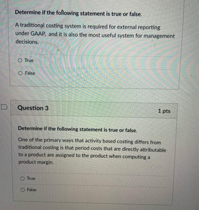 Determine if the following statement is true or false. A traditional