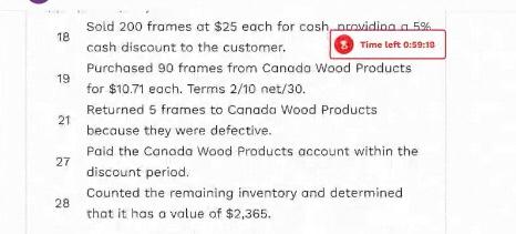 had 420 frames in inventory at a cost of $10.50 each. During