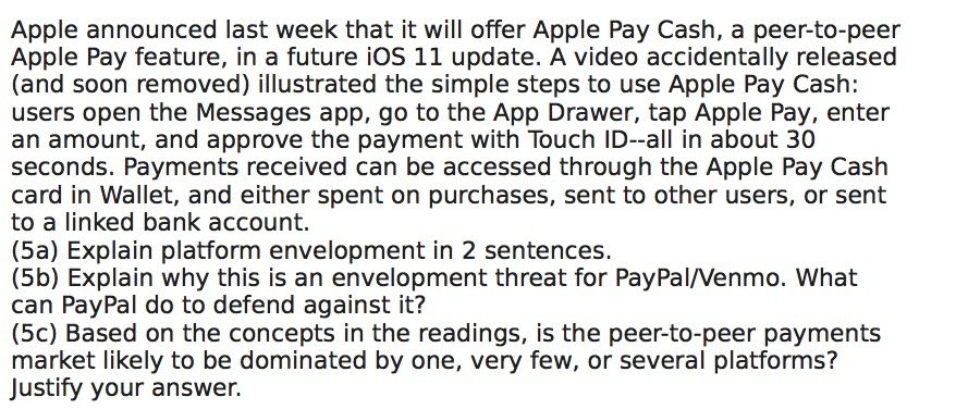 Apple announced last week that it will offer Apple Pay Cash,