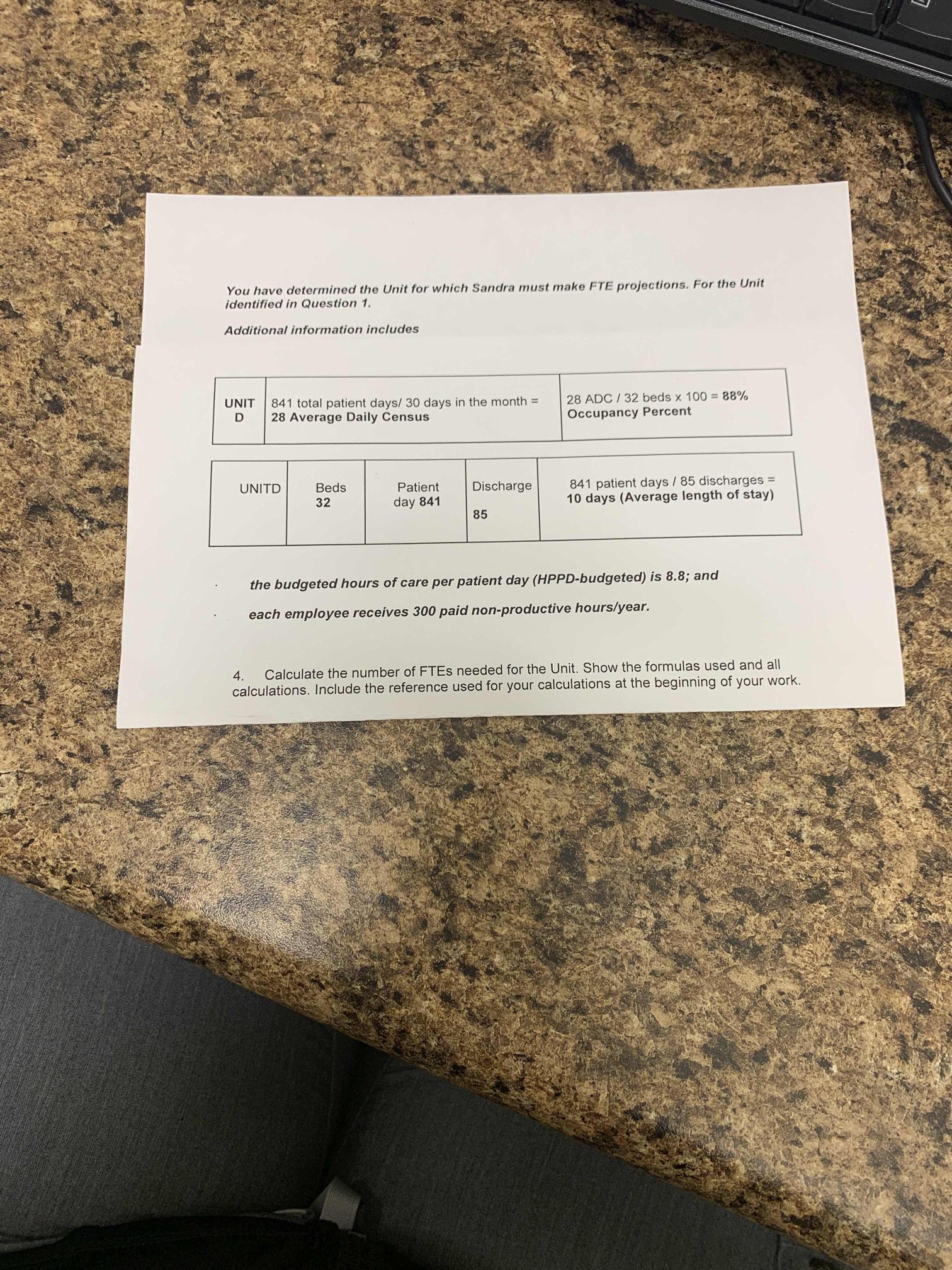 projections. For the Unit identied in Question 1. Additional information includes UNIT