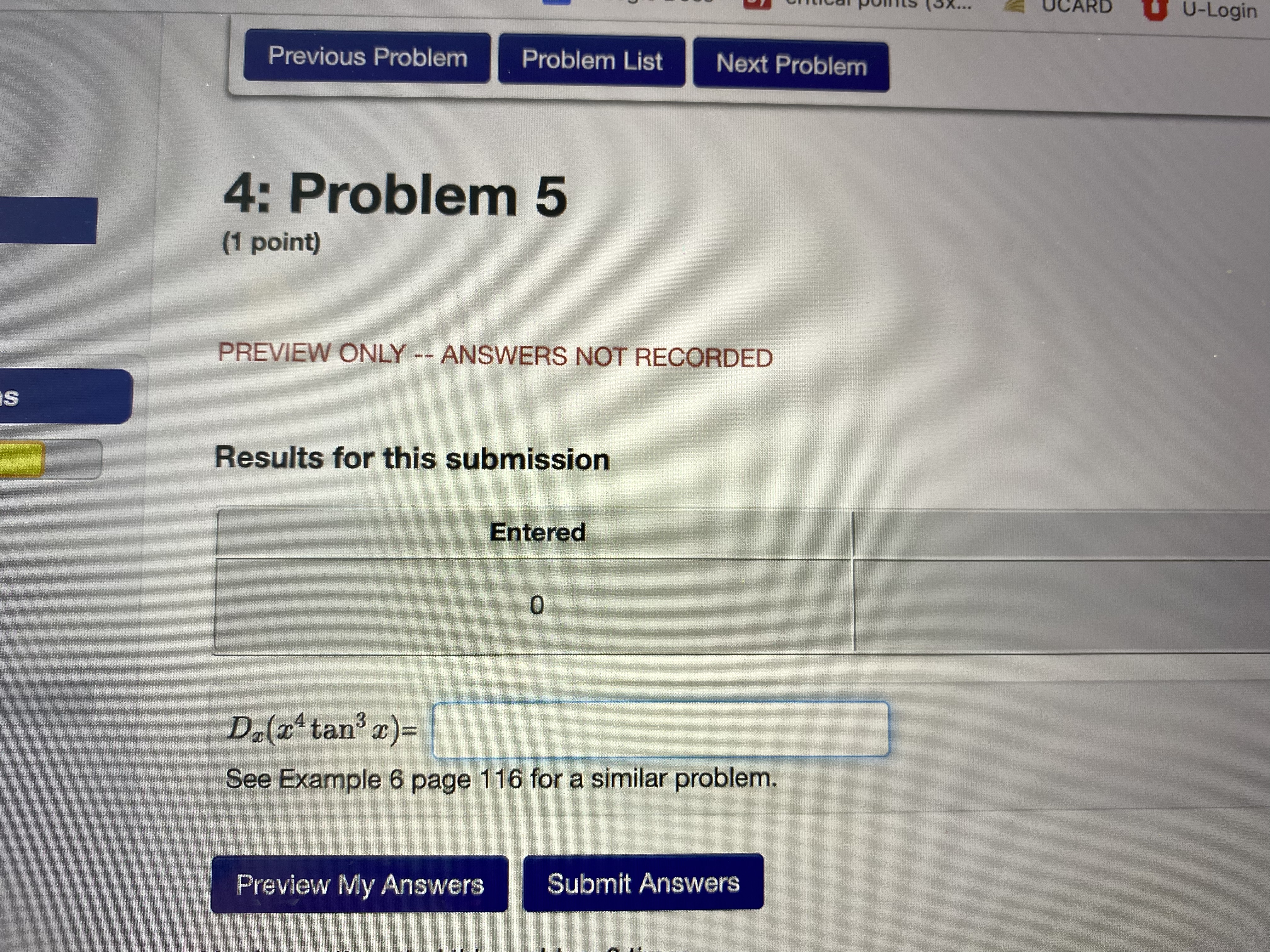  ... UCARD U U-Login Previous Problem Problem List Next Problem 4: